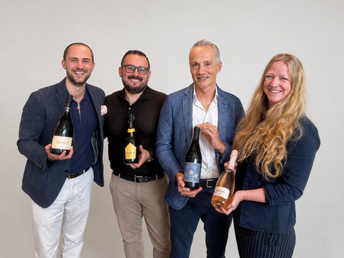 V.l.n.r.: Benjamin Leitner (Geschäftsführer P.M. Mounier), Gianni Zucchetto (Export Manager Ruggeri), Alessio Pavan (General Manager Doppio Passo), Gabriele Eidher (Marketing Manager P.M. Mounier) 